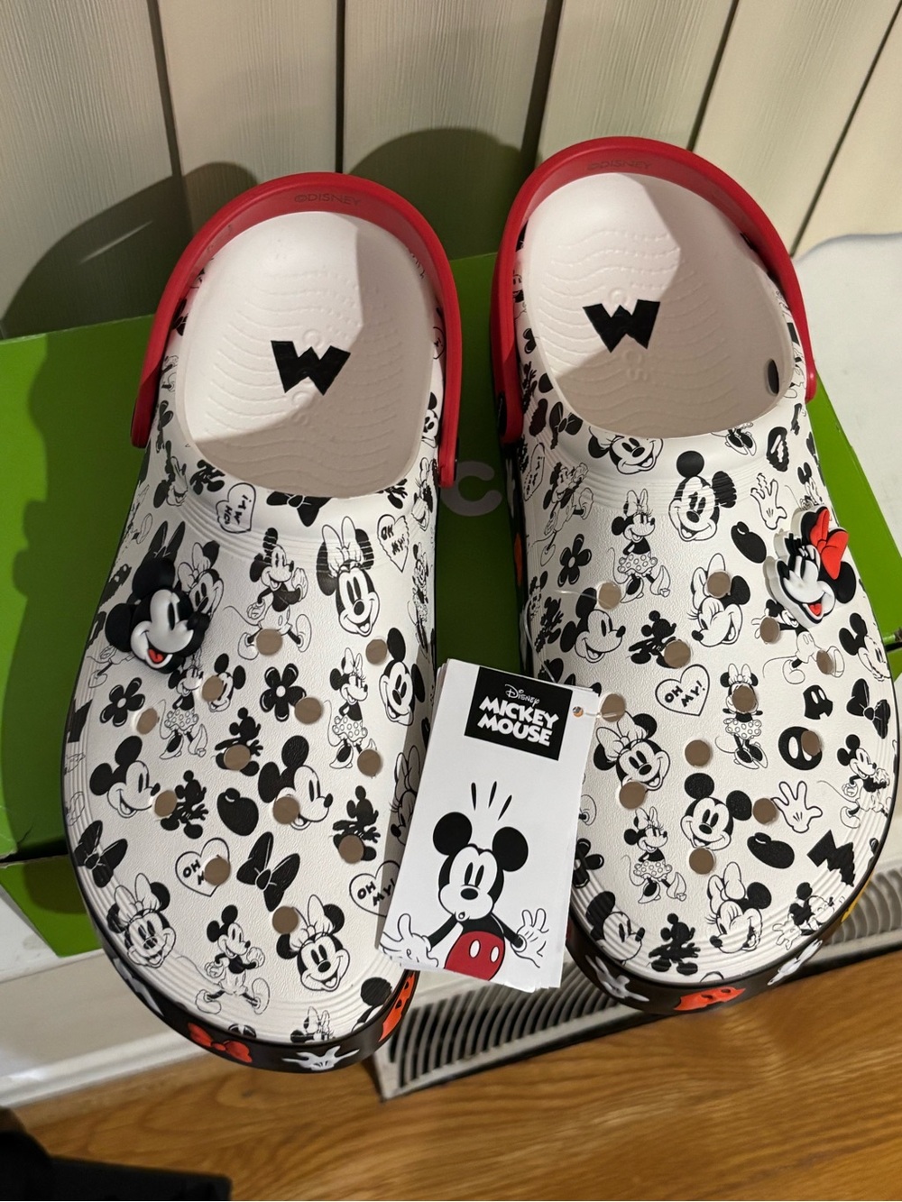 Disney's White and Red Mickey Mouse Slip-On Clogs